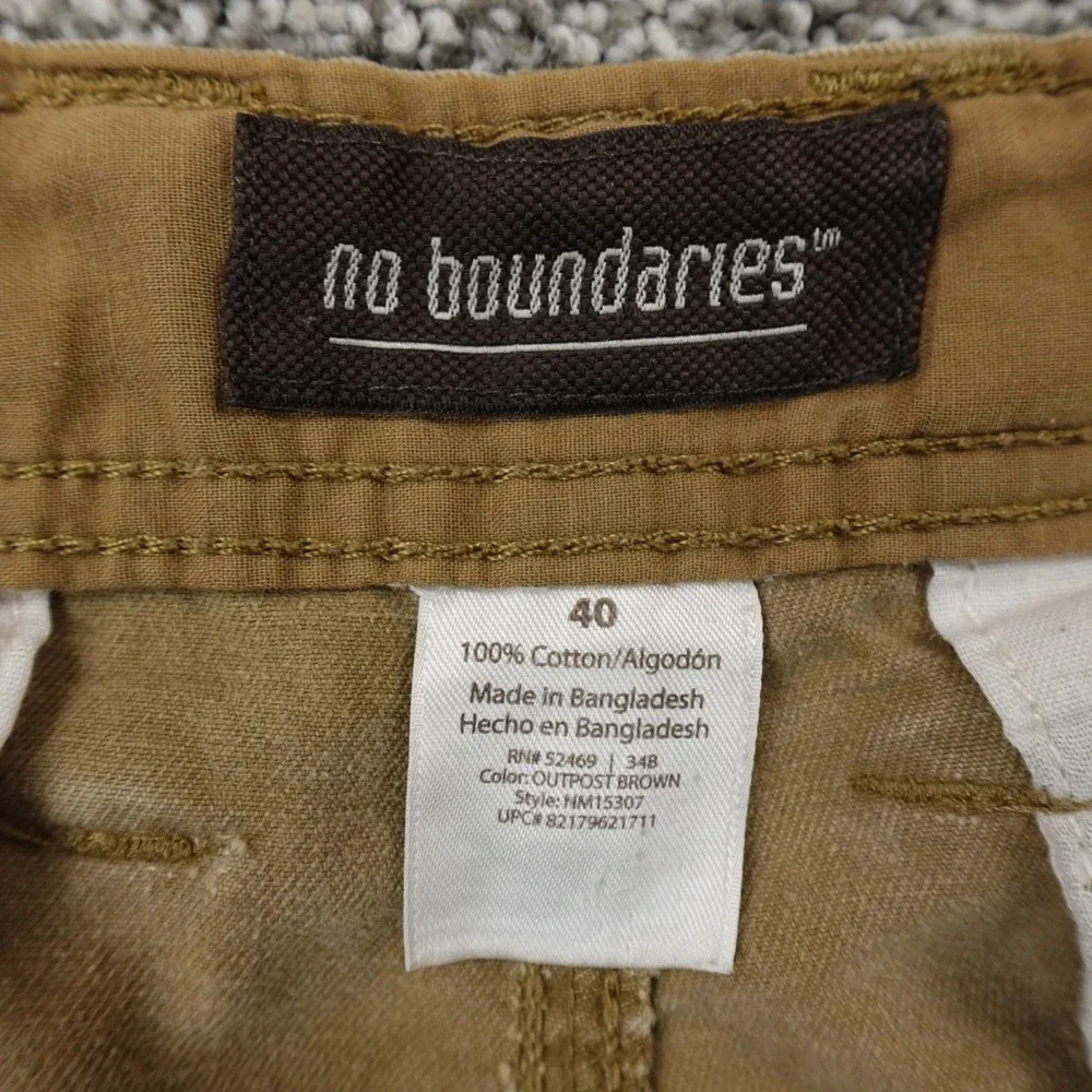 VTG No Boundaries Shorts Mens 40 Brown Cargo‎ Hiking Baggy Skate Grunge NOBO Y2K